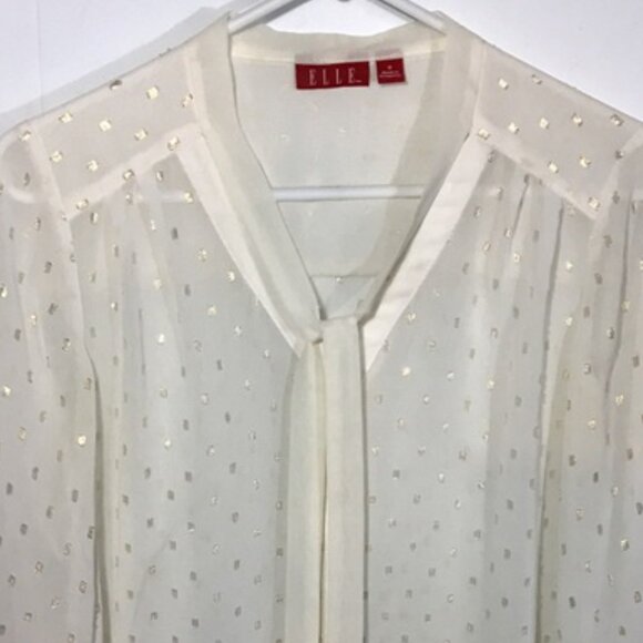 Nwot Elle Semi-Sheer Blouse with Gold Accents - Size S - Picture 2 of 3